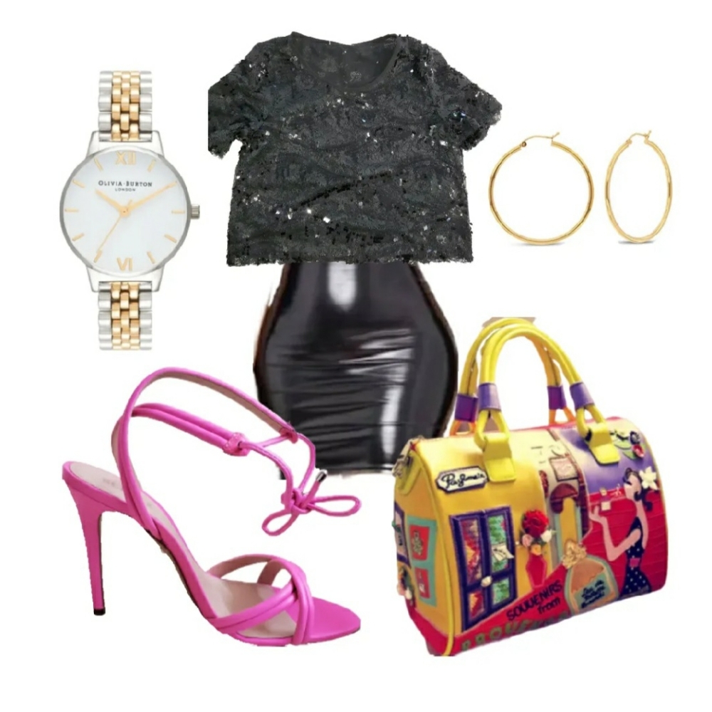 Sequin Black Crop Top